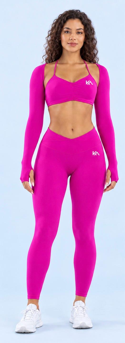 Set 3 pezzi KITΛMY – Top, Coprispalle e Leggings FUCSIA - immagine 2